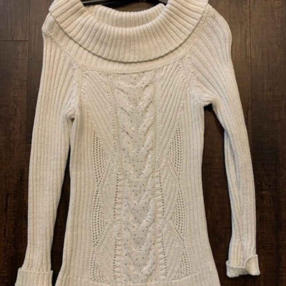 White House Black Market Cream Cowl Neck Sweater